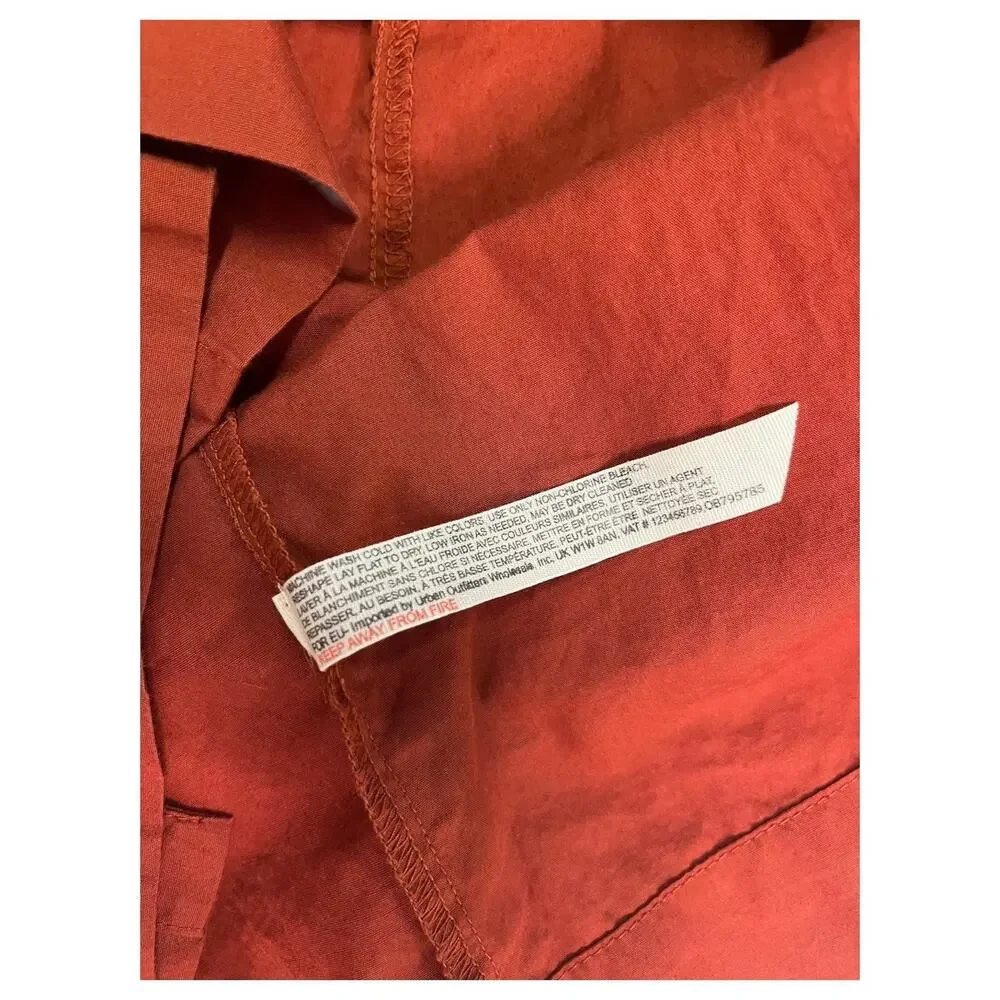 Free People Skirt Womens Medium Orange Midi Button Front Tie Boho Festival Chic